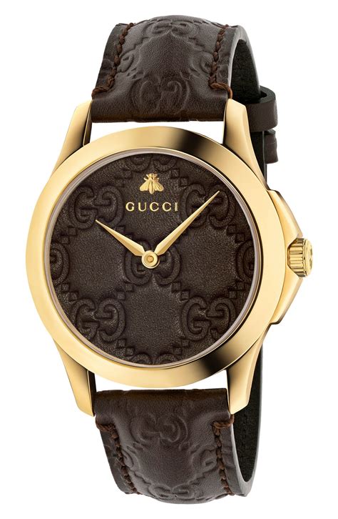 gucci mens leather watch|gucci watch with leather band.